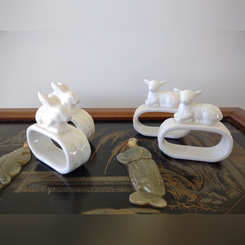 Porcelain Bunny Rabbits and Lambs